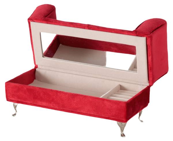 Schmuckkasten Canape Rot - Metall - Kunststoff - Textil - Holz teilmassiv - 10 x 13 x 22 cm