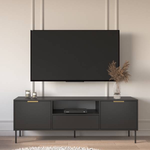 TV-Lowboard VENA Schwarz - Melamin - Polypropylen - 160 x 57 x 40 cm
