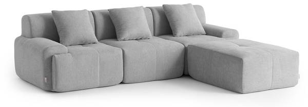 Hoekbank 3-zits met chaise longue MOUS grijs