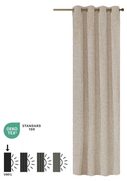 Gardinen Verdunkelend Luna - Ösen Grau - Polyester - 1 x 270 x 140 cm