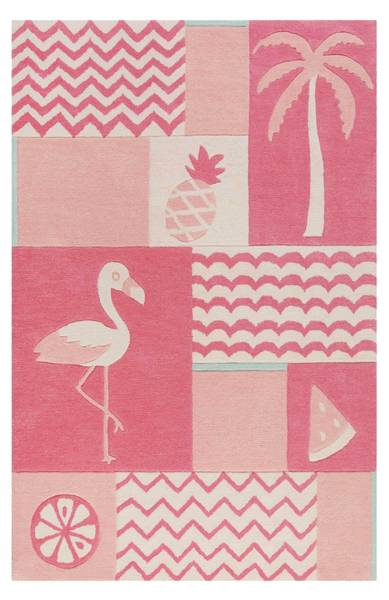 Kinderteppich Fruity Flamingo Pink - Polyester - 130 x 2 x 190 cm