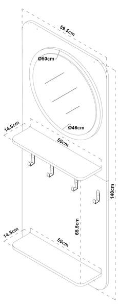 Flurgarderobe Helsinge Schwarz - Holzwerkstoff - Metall - 60 x 140 x 16 cm