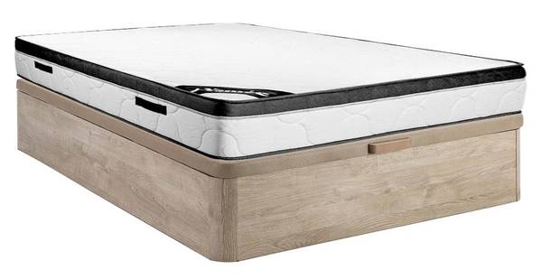 Matratze und Bettgestell mit Lattenrost Beige - Textil - Holz teilmassiv - 160 x 30 x 200 cm