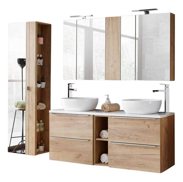 Badmöbel-Set TOSKANA-56-509 3er-Set Braun - Holzwerkstoff - 205 x 190 x 46 cm