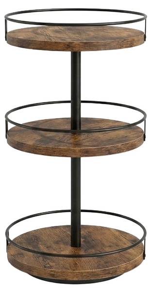 Étagère pivotante Noir - Marron - Fer - 25 x 48 x 25 cm