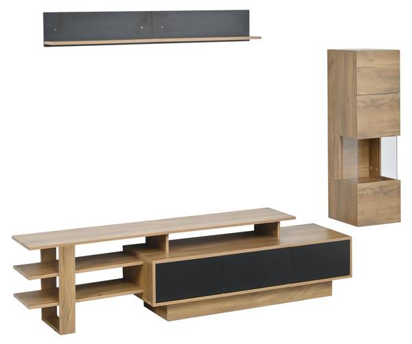 Wohnwand  Cronus Ⅰ（3-tlg） Schwarz - Braun - Holzwerkstoff - Kunststoff - 40 x 100 x 180 cm