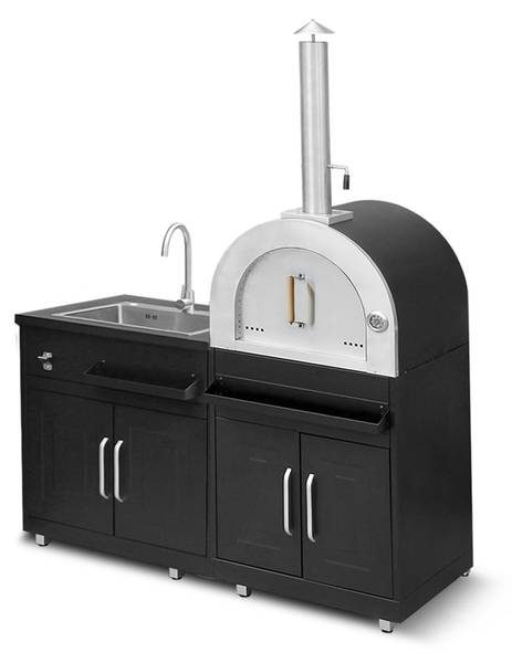 Außenküche Memphis 2er Set Schwarz - Metall - 66 x 207 x 151 cm