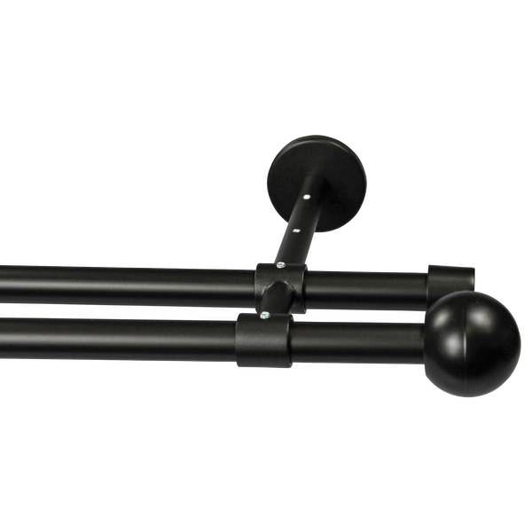 Gardinenstange Bolti 2 lfg. Schwarz - Breite: 120 cm