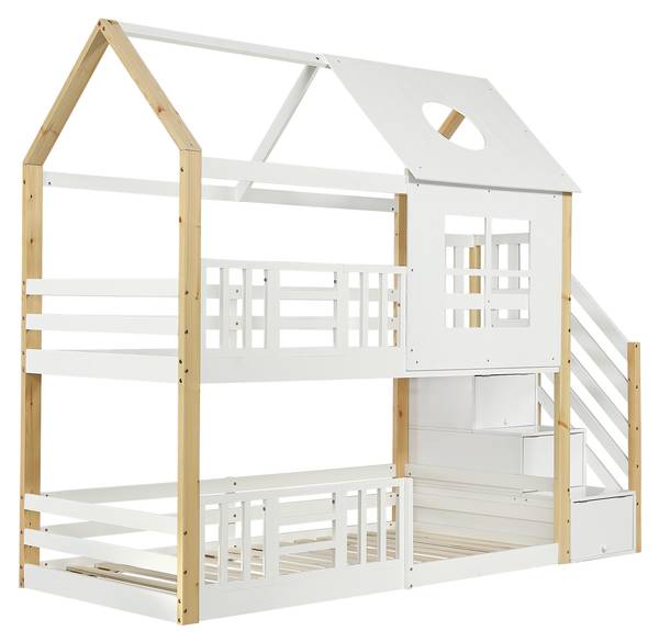 Etagenbett K-1254 Weiß - Holzwerkstoff - 96 x 206 x 254 cm
