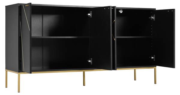 Sideboard Maus Schwarz - Holzwerkstoff - Metall - 150 x 80 x 40 cm