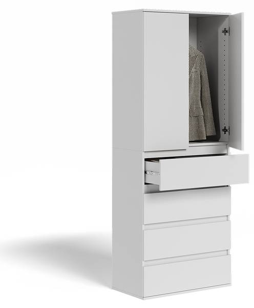 Kleiderschrank Claus 54736 Weiß - Holzwerkstoff - 74 x 192 x 40 cm