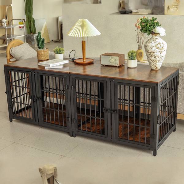 Hundekäfig mit 4 Türen Hundezwinger Braun - Metall - 62 x 69 x 90 cm