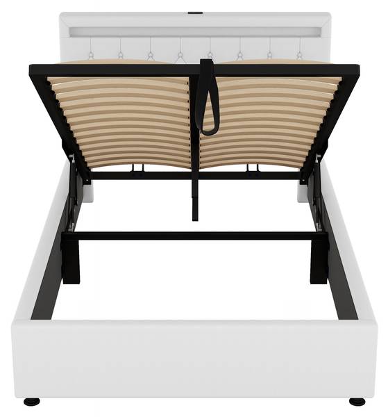 Polsterbett mit LED O1429 Weiß