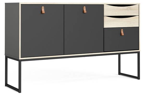 Sideboard Sady Schwarz - Holz teilmassiv - 147 x 87 x 40 cm