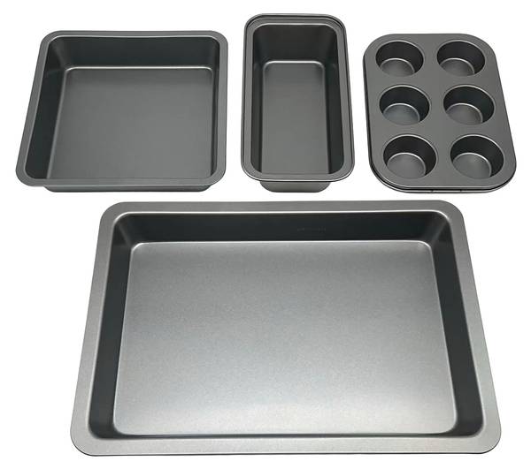 4-teiliges Backformen Set Grau - Stahl - 42 x 6 x 29 cm
