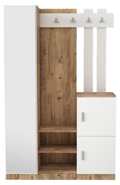Flurgarderobe MIROTA Braun - Weiß - Holz teilmassiv - 114 x 180 x 38 cm