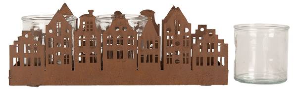 Teelichthalter Levalloi Braun - Metall - 9 x 11 x 30 cm