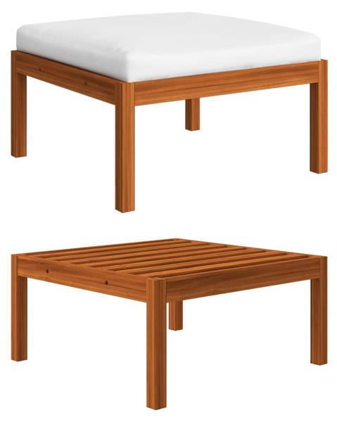 Gartenmöbel-Set 3057896 (9-teilig) Weiß - Baumwollstoff - Polyester - Akazie - 65 x 60 x 65 cm