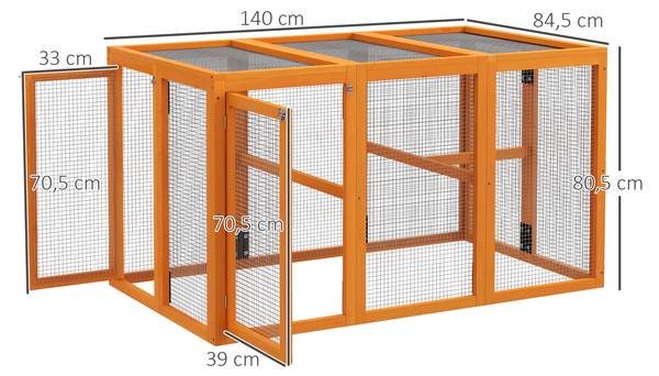 Hühnerstall D51-421V00OG Orange - Massivholz - 85 x 81 x 140 cm