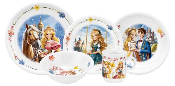 Kindergeschirr Set Prinzessin 5-teilig Pinie - 2 x 2 x 2 cm