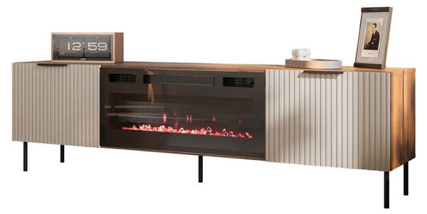 TV-Lowboard Almera mit Kamin Braun - Holzwerkstoff - 181 x 53 x 42 cm