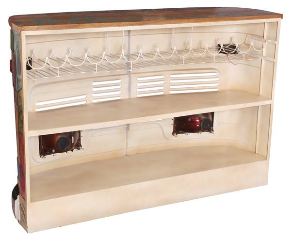 THIS & THAT LKW-Theke Metall - Massivholz - 160 x 108 x 43 cm