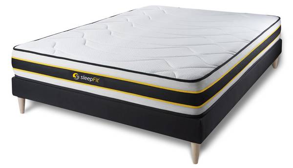 Bettgestell und Matratze Flexy -  180 x Schwarz - Massivholz - 180 x 51 x 220 cm