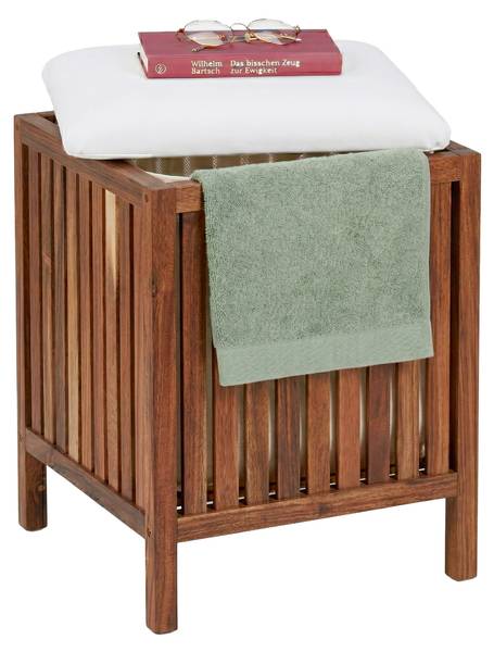 Wäschekorb aus Akazienholz mit Sitz kaufen