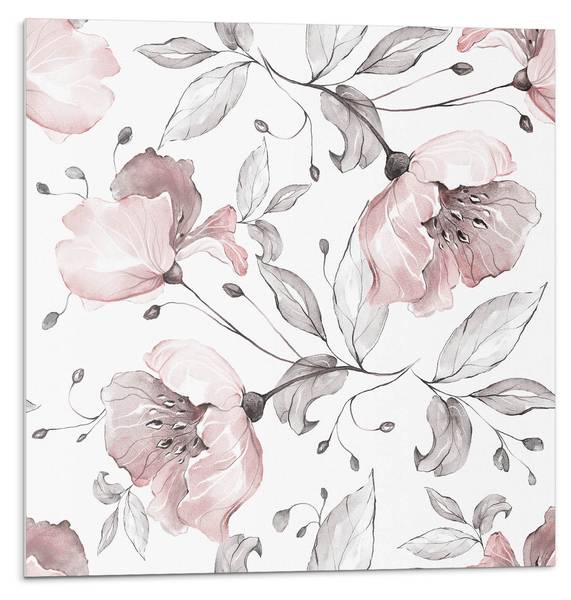 Fliesen Aquarell Blumen 4er Set 50 x 50 cm