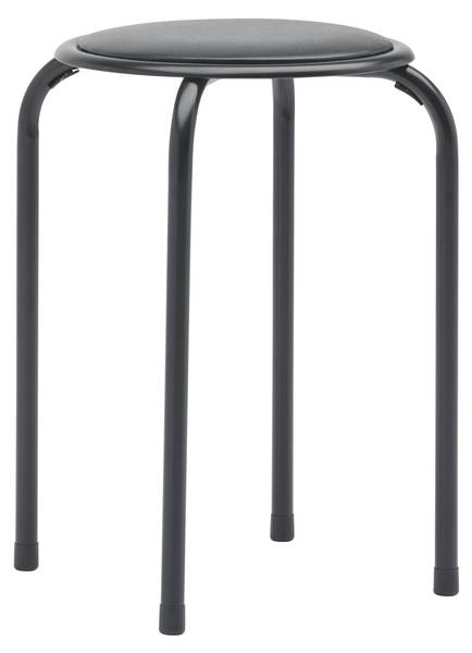 Stapelhocker RAKI II Schwarz - Metall - Textil - 30 x 45 x 30 cm