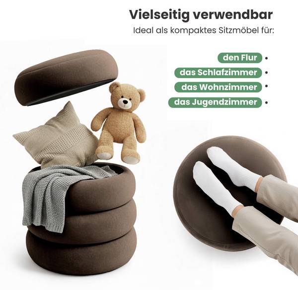 Gestoffeerde Fluwelen Poef SNUGGO bruin