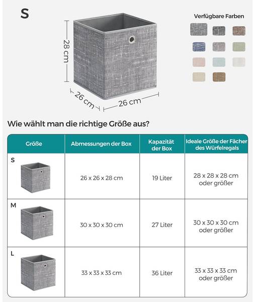 Aufbewahrungsbox Tirana 6er-Set Lucknow Grau - Textil - 26 x 28 x 26 cm