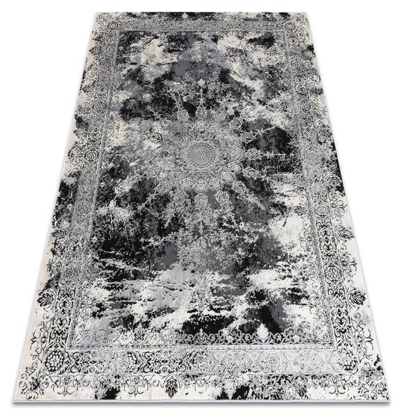 Modern Vinci 1407 Teppich Rosette Grau - Polyester - 80 x 1 x 150 cm