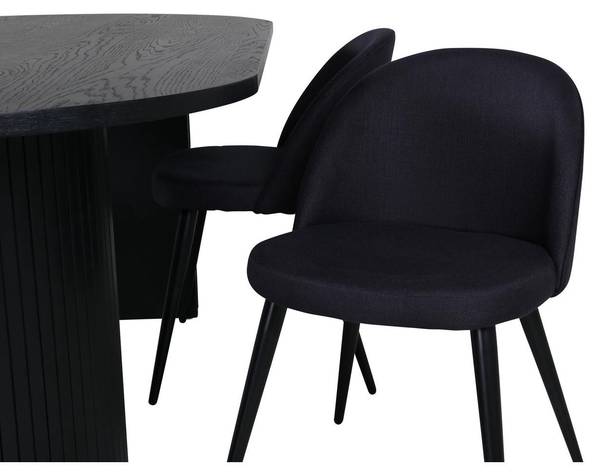 Essgruppe Bianca + Velvet (5-teilig) Schwarz - Samt - 200 x 75 x 90 cm