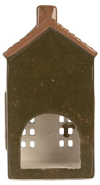 Waxinelichthouder Huis Le Havre groen - keramiek - 6 x 16 x 8 cm