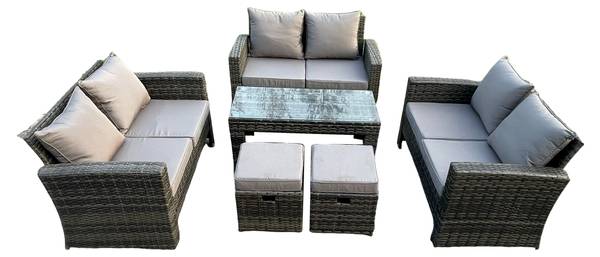 Gartengarnitur Set Mit Sofa O(6er-Set) Grau - Webstoff - 70 x 74 x 124 cm