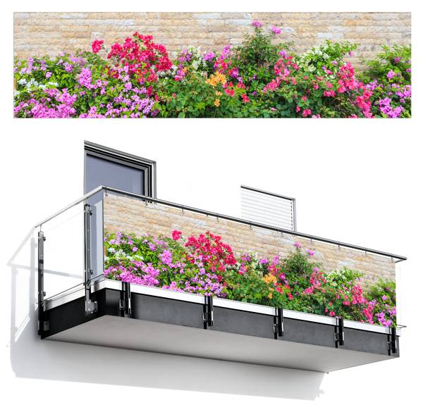 BALKON-SICHTSCHUTZ Blumen 300 x 85 cm