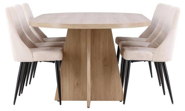 Essgruppe Bootcut + Leone (7-teilig) Braun - Cord - 230 x 76 x 115 cm