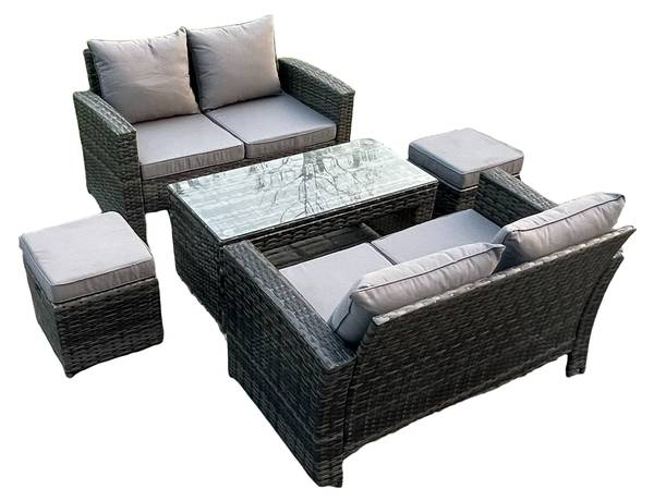 Gartengarnitur Set Mit Sofa C(5er-Set) Grau - Webstoff - 70 x 74 x 124 cm