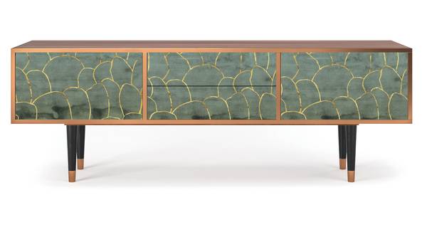 TV-Lowboard T4 Walnuss Blau - Holzwerkstoff - 170 x 59 x 48 cm