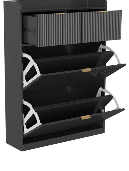 Schuhschrank BW-SG07 Schwarz - Massivholz - 24 x 110 x 80 cm