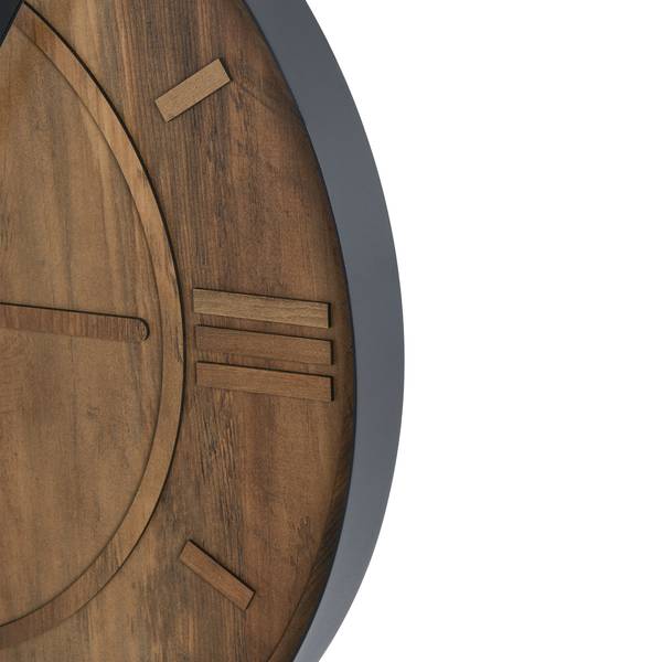 Wanduhr SAULGES Schwarz - Braun - Holz teilmassiv - 60 x 60 x 5 cm