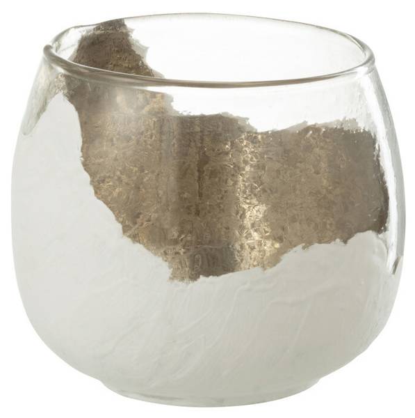 Kerzenhalter Wavy Weiß - Glas - 12 x 10 x 12 cm