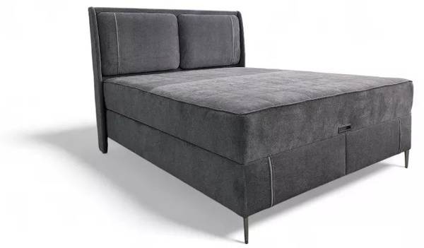 Boxspringbett Noemi Grau - Textil - 170 x 130 x 210 cm