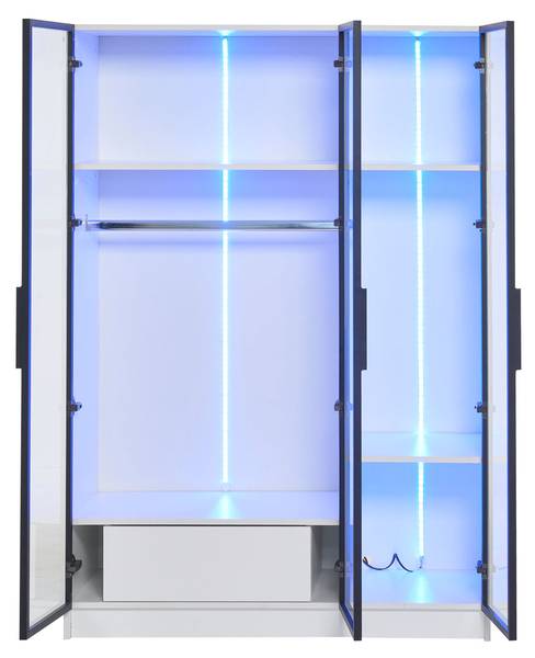 Kleiderschrank GlassGLOW Ⅲ Weiß - Holzwerkstoff - 50 x 160 x 110 cm