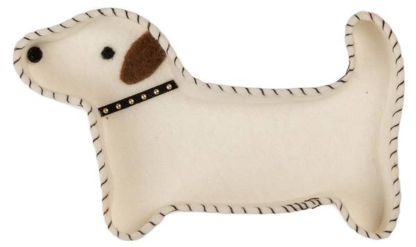 Dekoration Schale Hund Cosy Kennedy Weiß - Textil - 13 x 3 x 20 cm