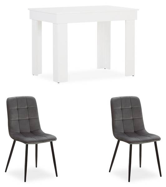 Essgruppe 2760 Schwarz - Grau - Weiß - Samt - 60 x 88 x 90 cm