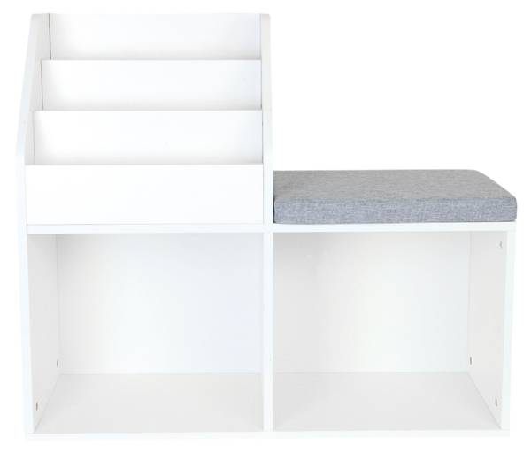 Kinderbank mit Bücherregal Grau - Weiß - Polyester - 79 x 72 x 31 cm