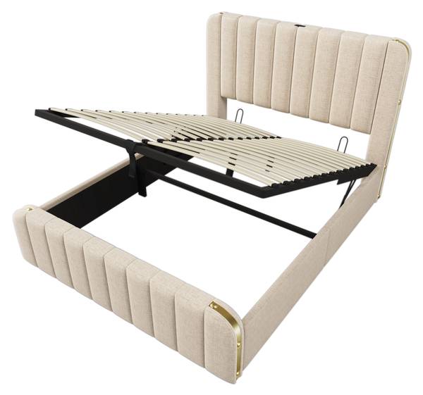 Lit rembourré Zoomusb Ⅱ Beige - Lin - 150 x 102 x 203 cm