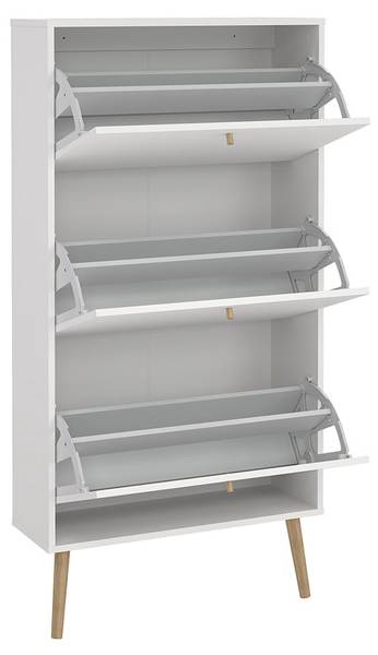 Bodo schoenenkast wit - deels massief hout - 71 x 140 x 24 cm